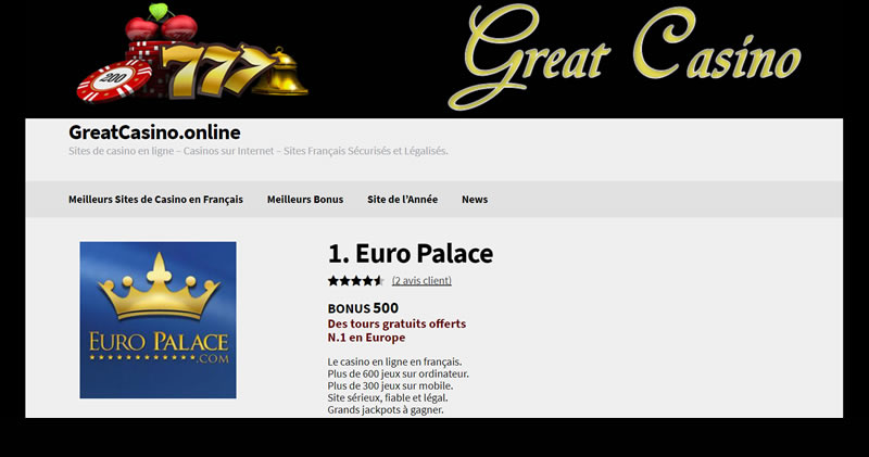 Euro Palace, le casino en ligne européen